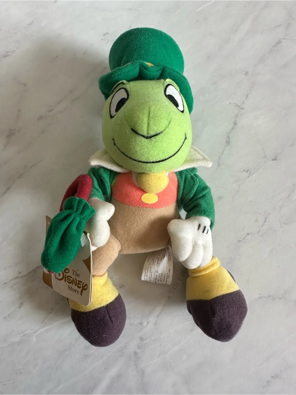 Vintage NWT Disney Store Jiminy Cricket Plush Stuffed Animal Toy 8” Pinocchio